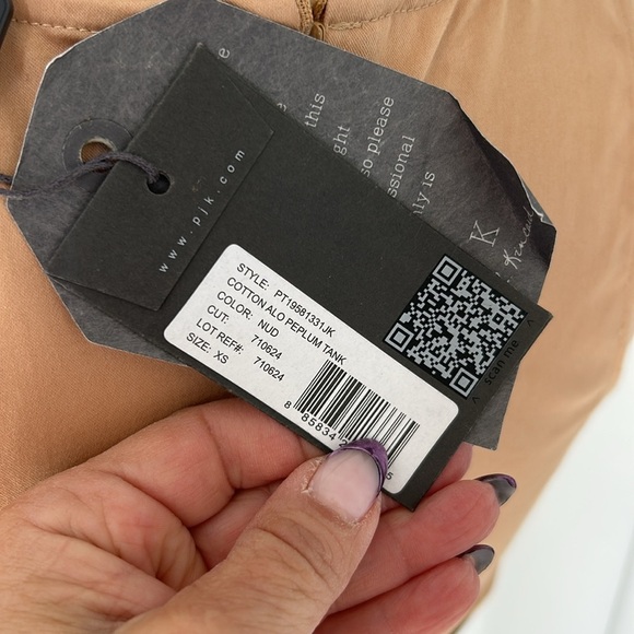 PJK Patterson J Kincaid Alo Leather Panel Peplum Top - Picture 5 of 9